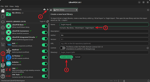 Screenshot LibrePCB 2.0.1 - create library