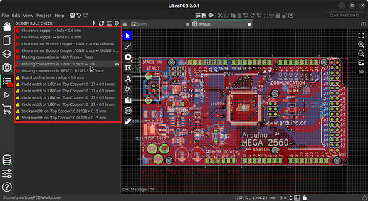 Screenshot LibrePCB 2.0.1 - check DRC