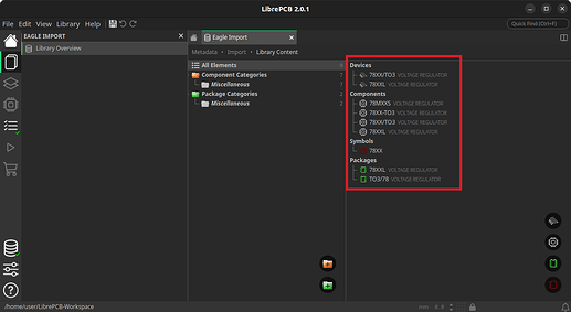 Screenshot LibrePCB 2.0.1 - result in Library Overview