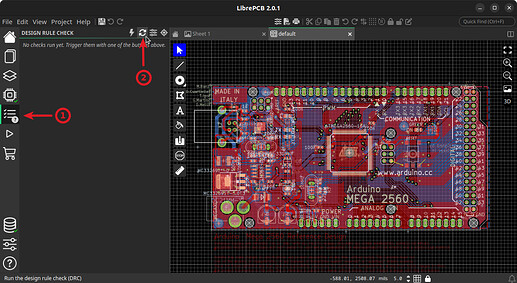 Screenshot LibrePCB 2.0.1 -  run DRC