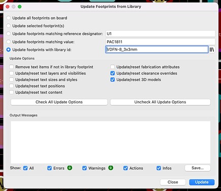 Update Footprints from KiCad Library