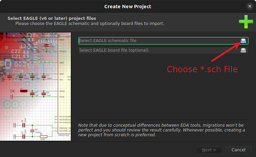 Screenshot LibrePCB 2.0.1 - choose schematic